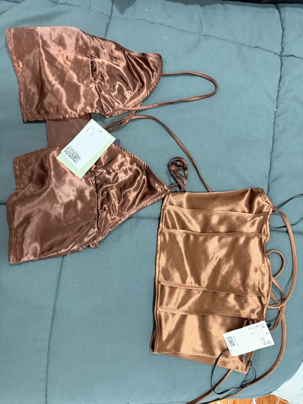 H&M Copper Satin Bralette & Crop Top